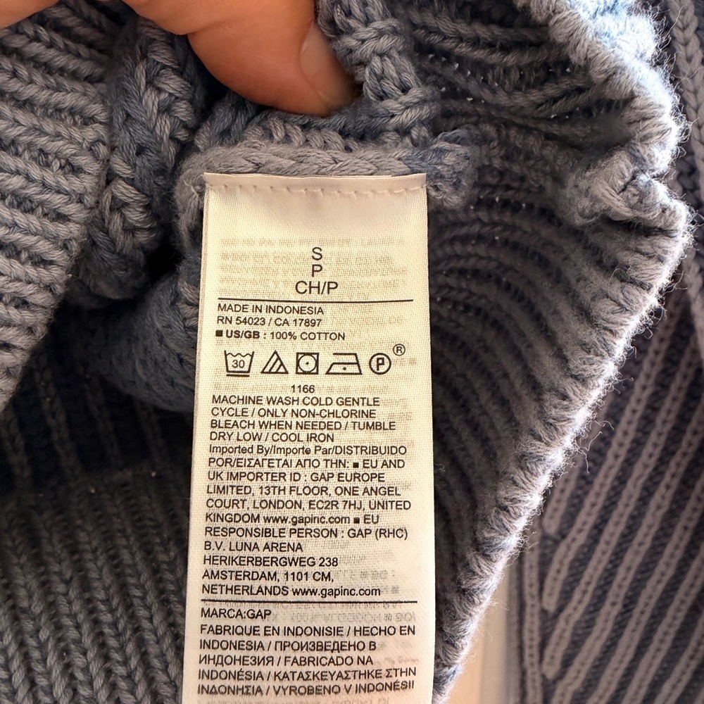 GAP Bainbridge Blue Ribbed Crewneck Sweater - Picture 7 of 8